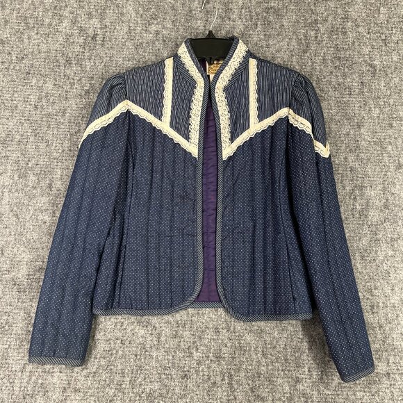 Jessica Gunnies Gunne Sax Womens Jacket Large Blue Victorian Quilted Prairie - Picture 1 of 8